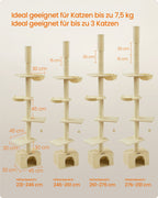 Scratching post ceiling high 231-291 cm in height adjustable beige