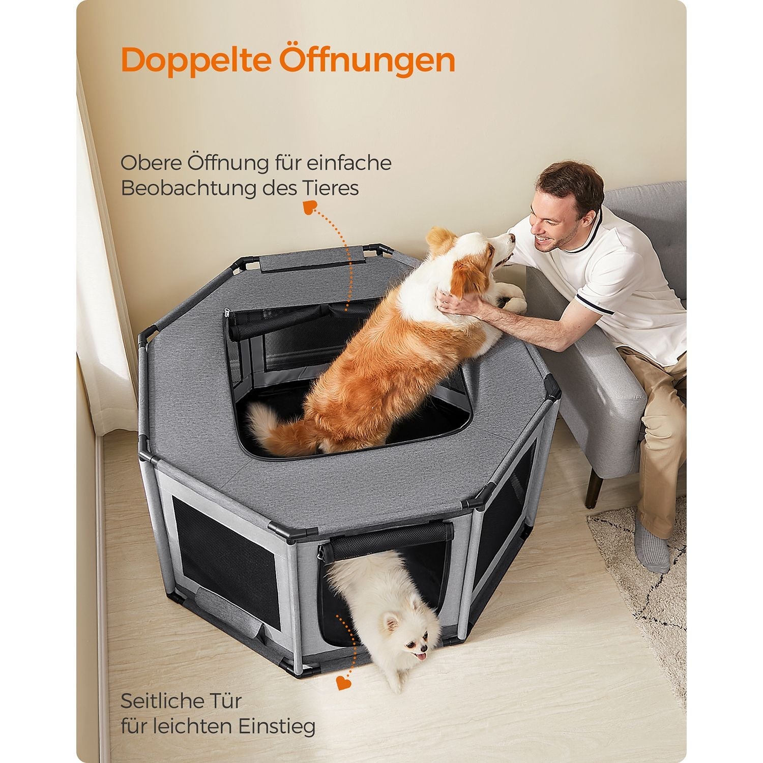 Octagonal puppy rings - extra large - for dogs and cats - Gray