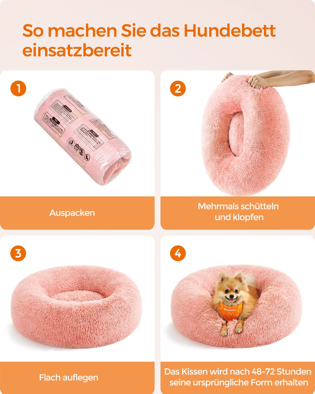 Dog Basket - Plug Long Plush - Pink