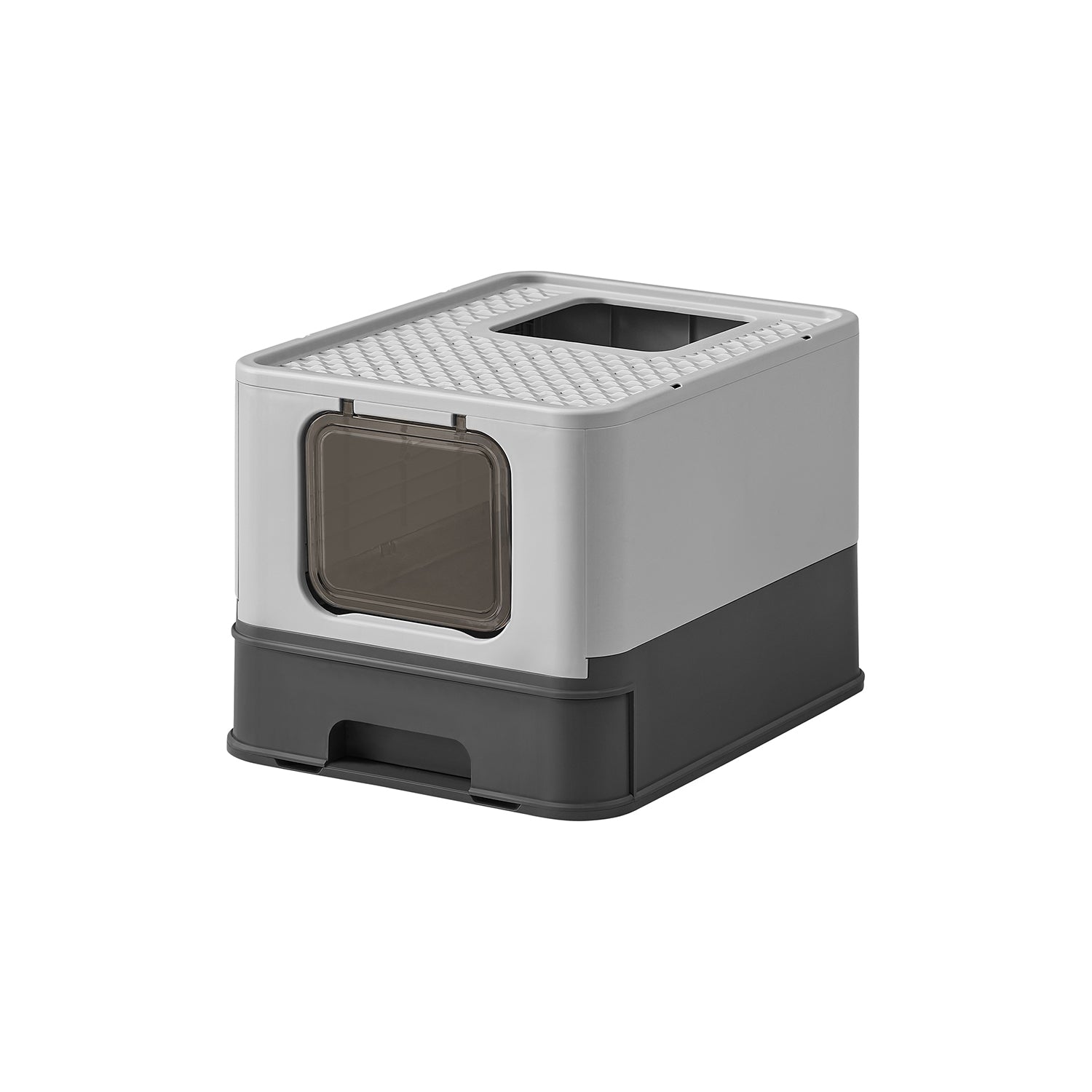 Litter box-with lid and scoop-spacious-white-pastel pink