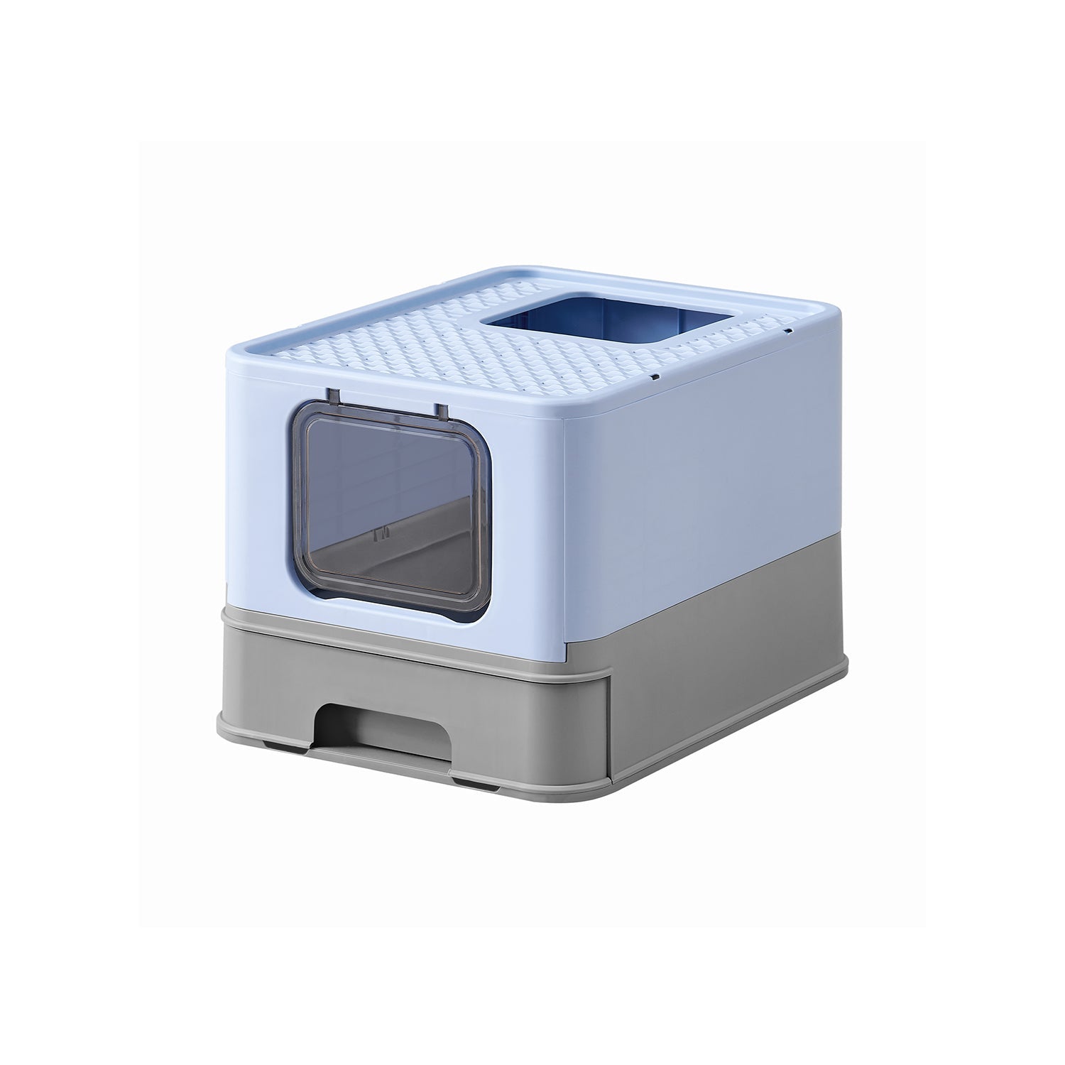 Litter box-with lid and scoop-spacious-white-pastel pink