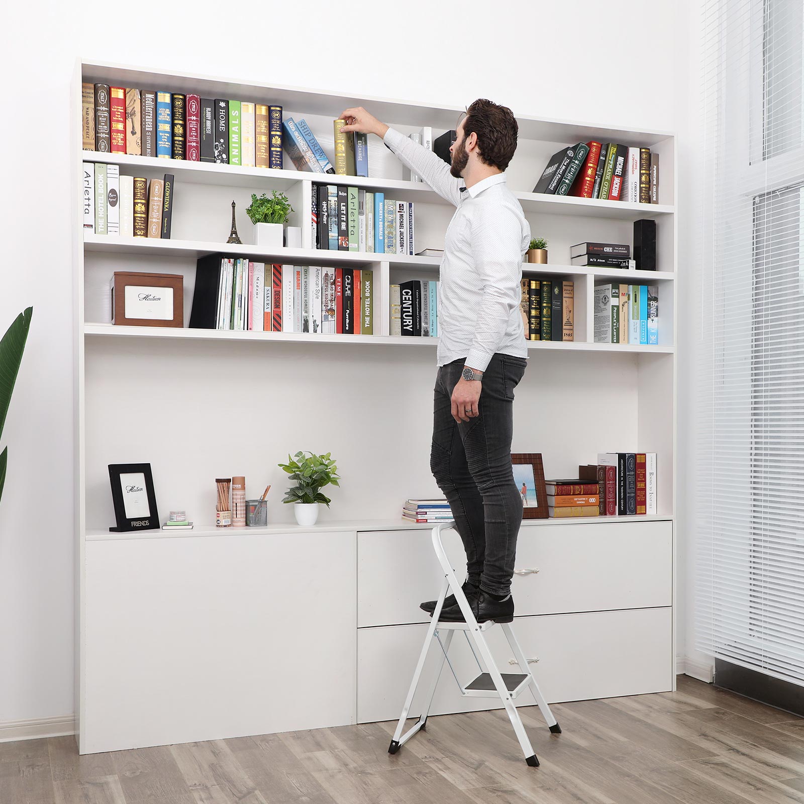 Stairladder - 2 steps - Step stool - Metal - Gray