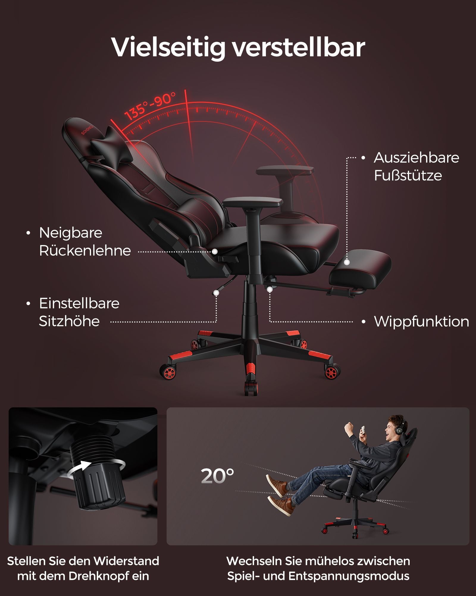 Office chair-Ergonomic-With Armrests & Kisses-Black-Rood
