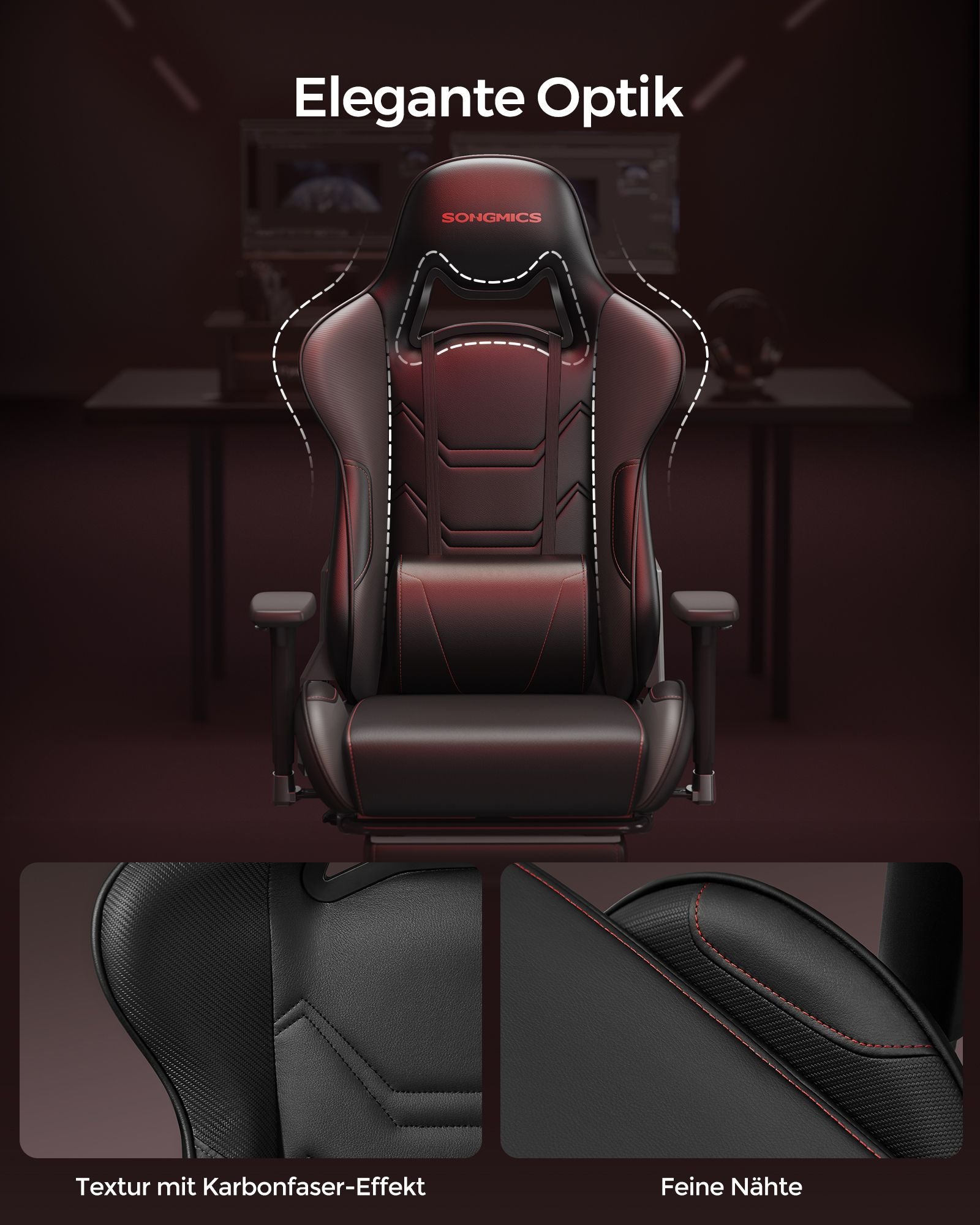 Office chair-Ergonomic-With Armrests & Kisses-Black-Rood