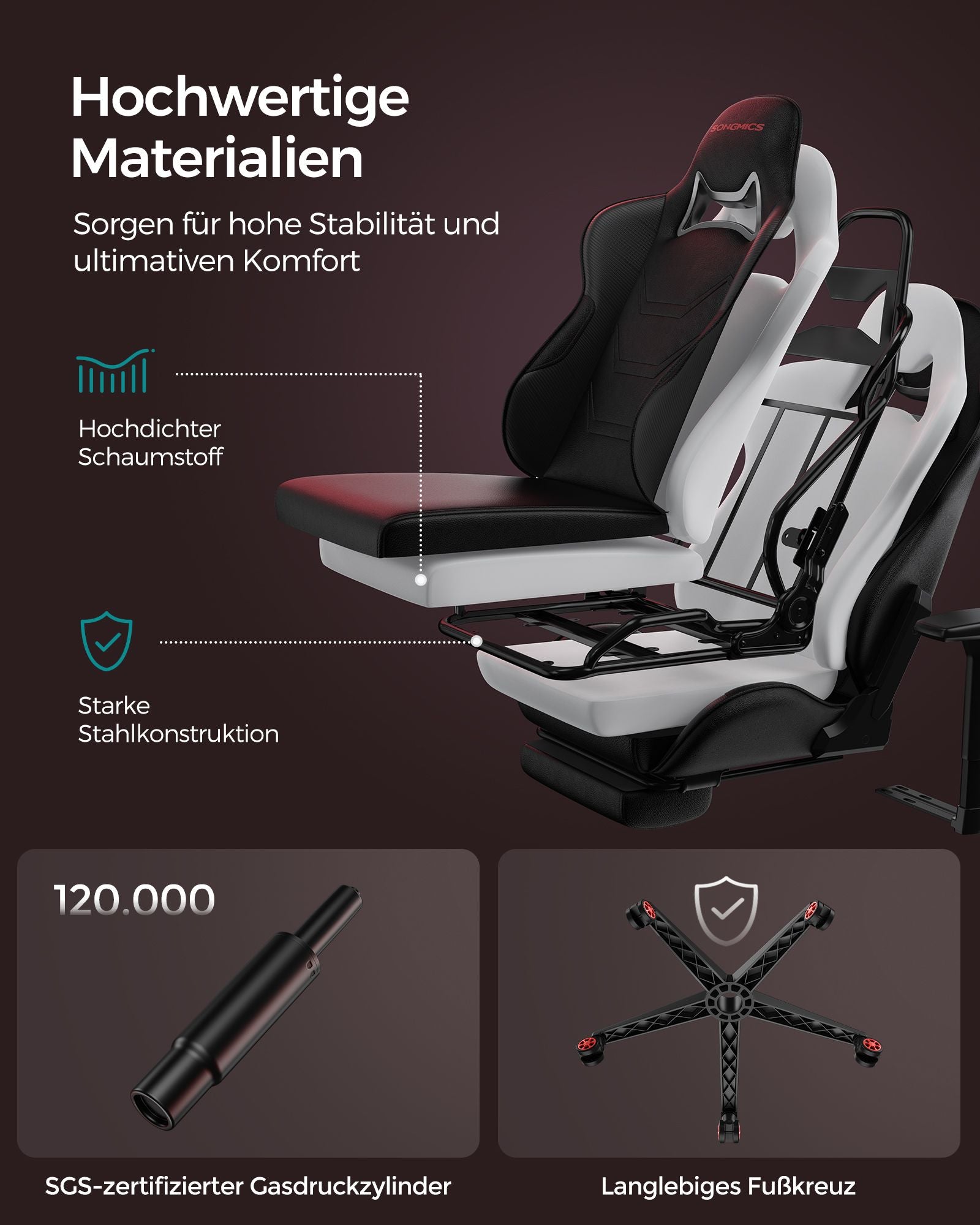 Office chair-Ergonomic-With Armrests & Kisses-Black-Rood