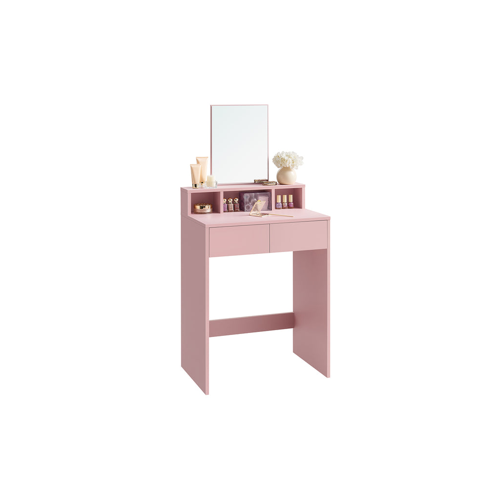 Dressing table with mirror and 2 drawers pastel pink