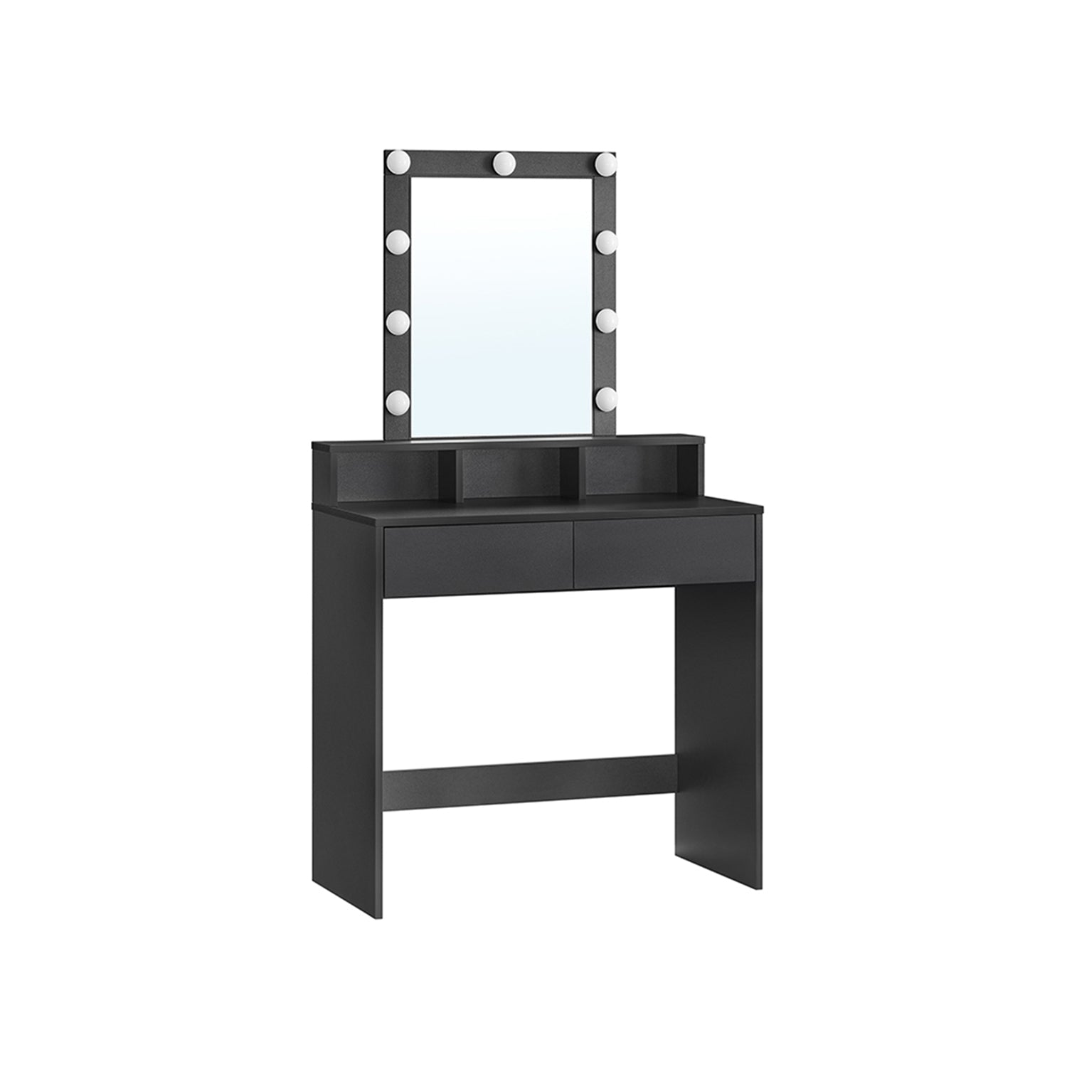 Dressing table - makeup table with mirror and dimmable light bulbs - 2 drawers - white