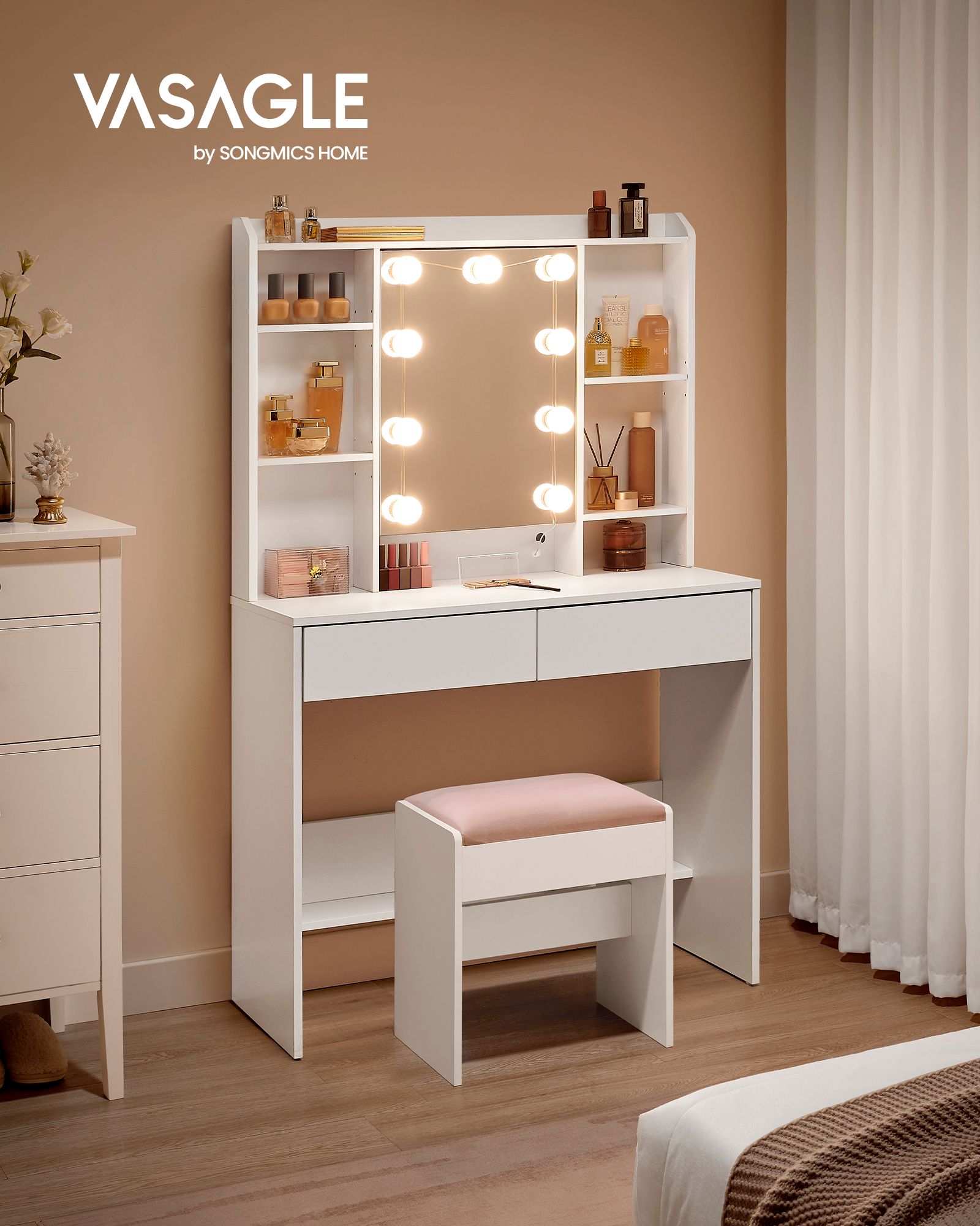 Dressing table - modern - with mirror and drawers