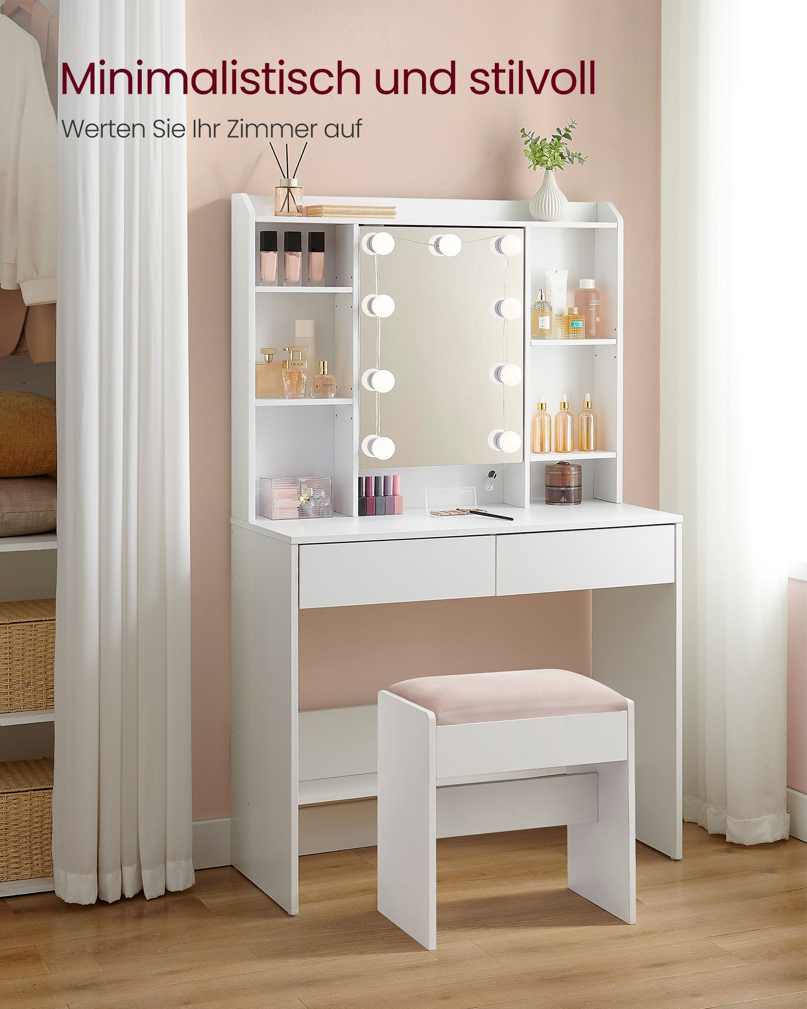 Dressing table - modern - with mirror and drawers