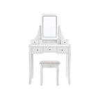 Dressing table - Make -up table - With mirror - 5 drawers - LED lighting - White