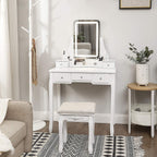 Dressing table - Make -up table - With mirror - 5 drawers - LED lighting - White
