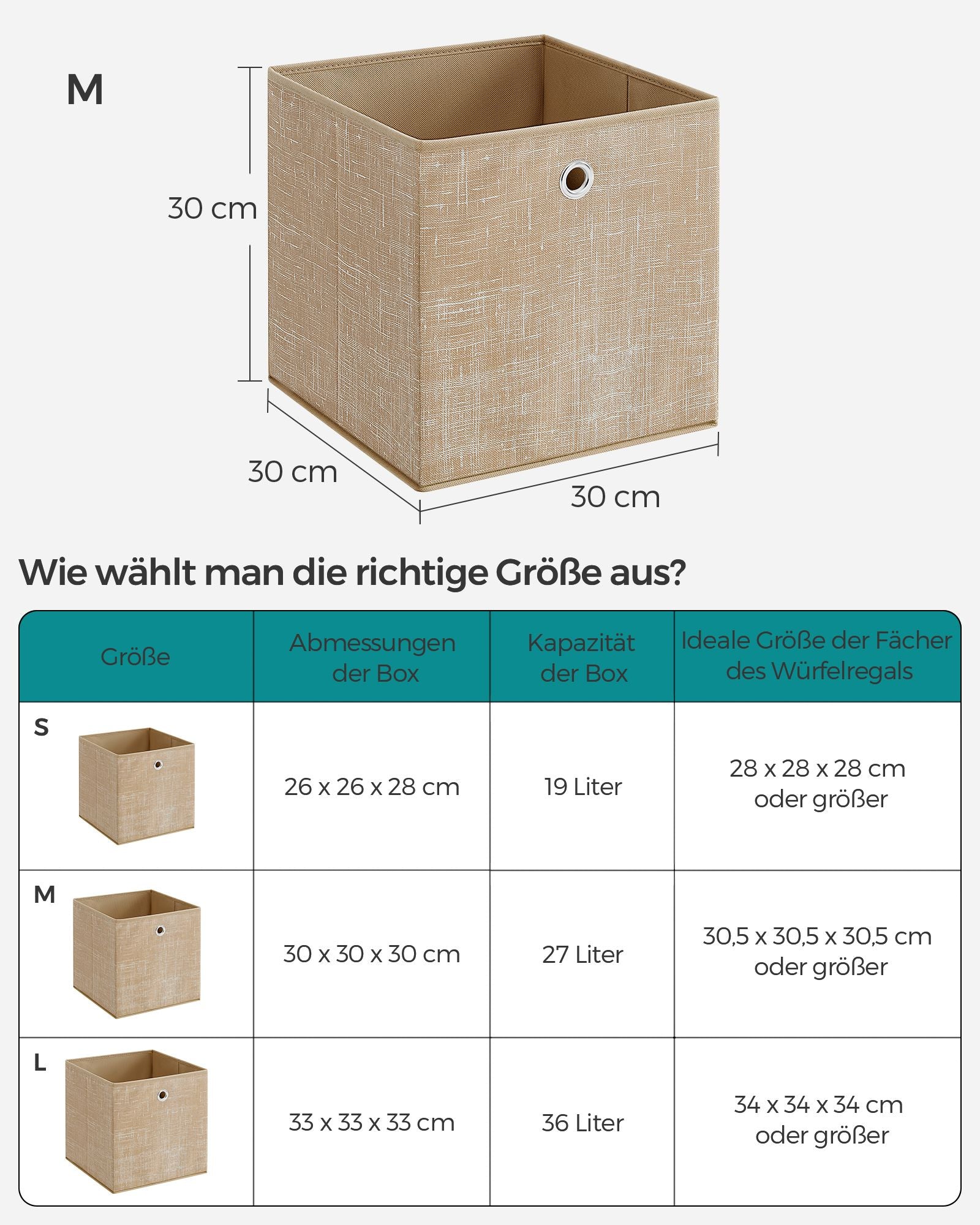 Storage boxes - Set of 6 - Zandbeige