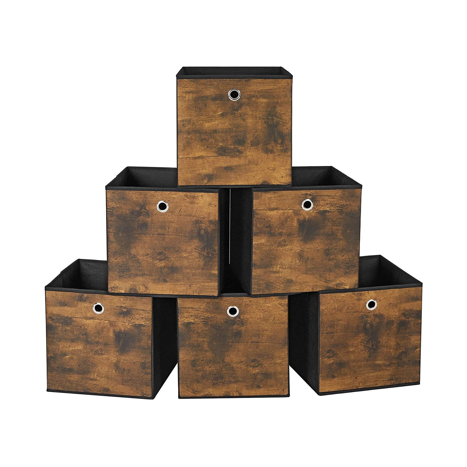 Storage boxes - Storage boxes - Wood look - Set of 6 - Brown