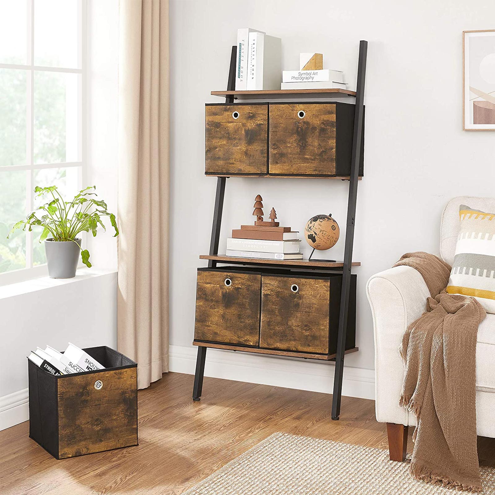 Storage boxes - Storage boxes - Wood look - Set of 6 - Brown