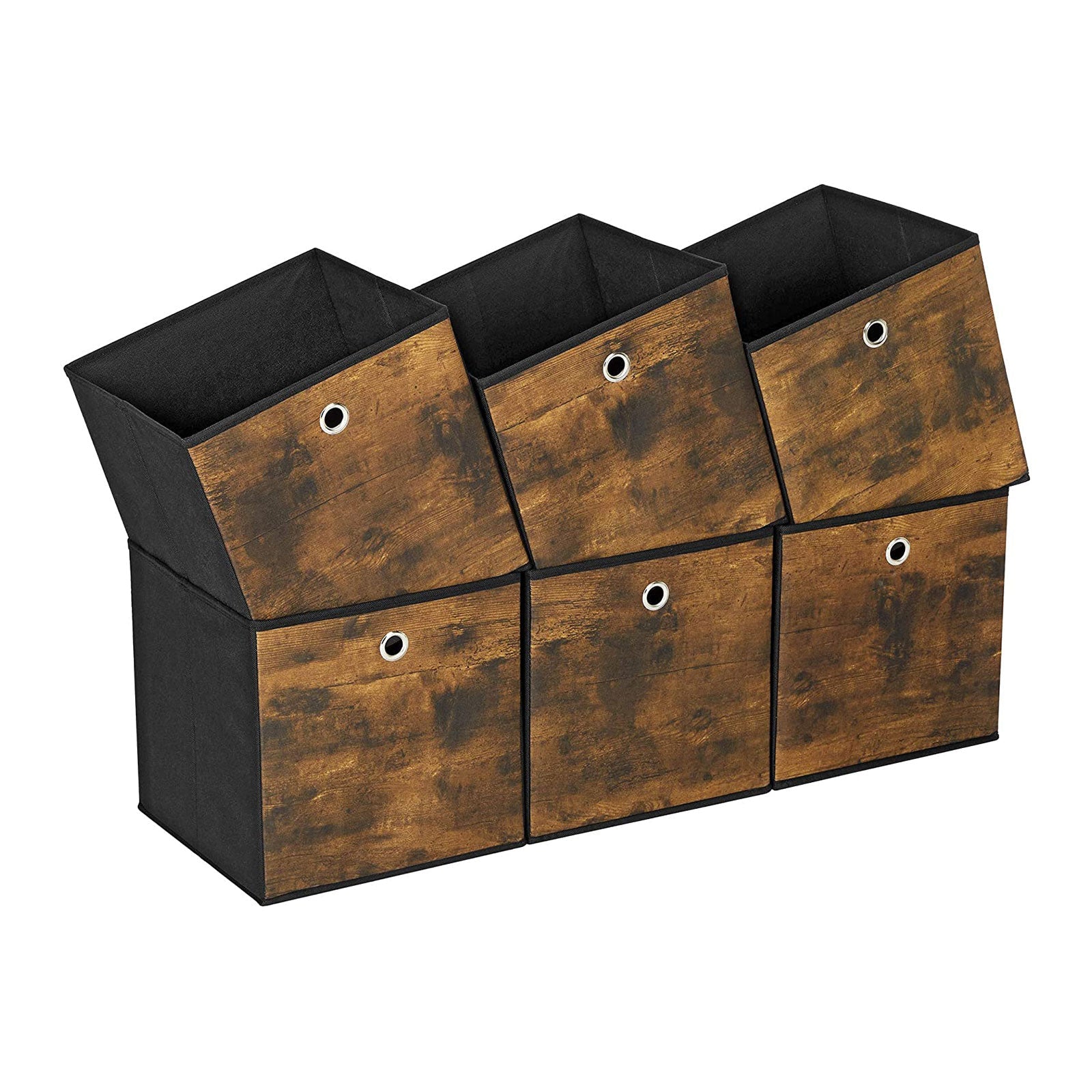Storage boxes - Storage boxes - Wood look - Set of 6 - Brown