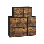 Storage box 8-piece-26x26x28 cm-Vintage brown/black-Fabric box set