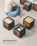 Storage box 8-piece-26x26x28 cm-Vintage brown/black-Fabric box set