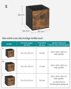 Storage box 8-piece-26x26x28 cm-Vintage brown/black-Fabric box set