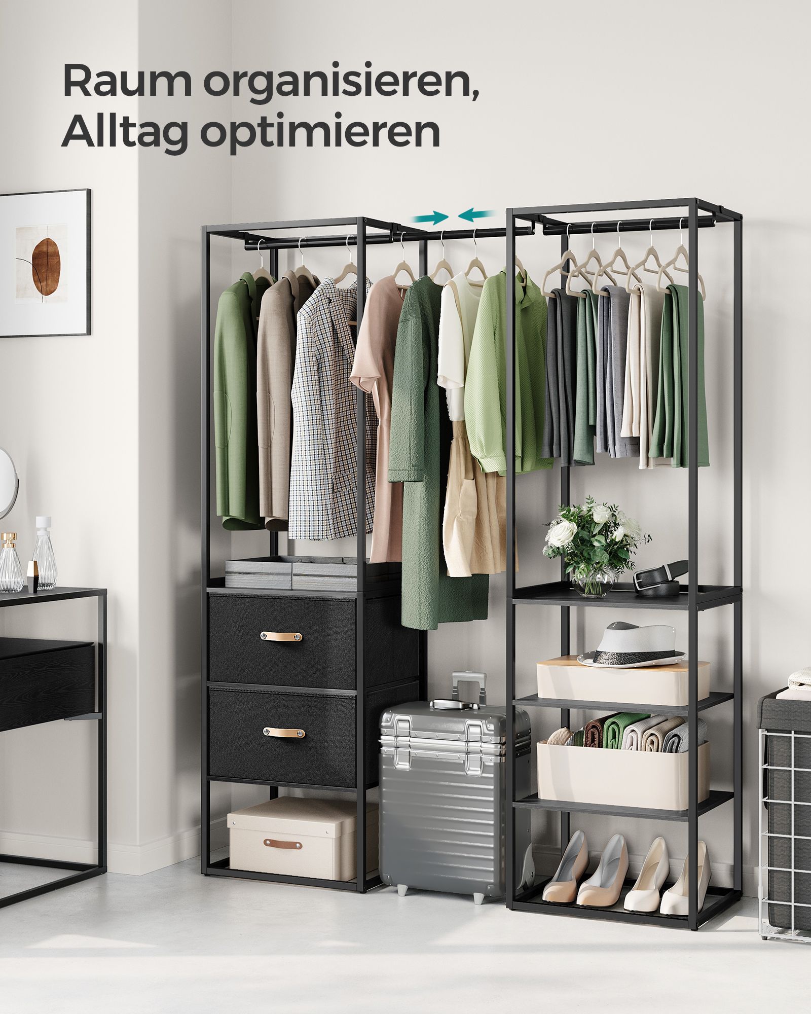 Clothing rack - with 2 drawers - Ebony black