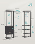Clothing rack - with 2 drawers - Ebony black