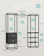 Clothing rack - with 2 drawers - Ebony black