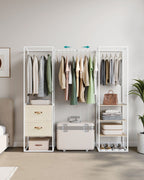 Clothing rack - with 2 drawers - natural beige