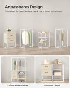 Clothing rack - with 2 drawers - natural beige