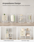 Clothing rack - with 2 drawers - natural beige