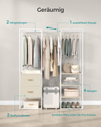 Clothing rack - with 2 drawers - natural beige