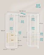Clothing rack - with 2 drawers - natural beige