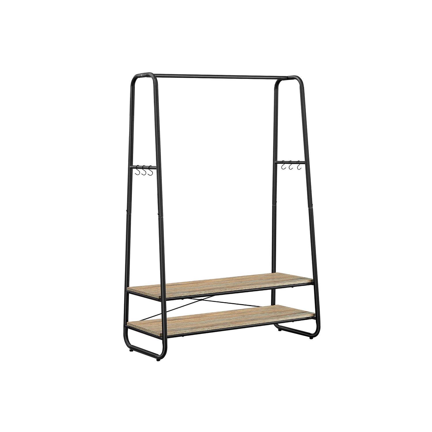 Clothing rack - Coat rack - Wardrobe - 2 shelves - Steel frame - Brown/Black