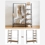 Coat rack - 5 levels - With shoe rack - 6 hooks - Clothing rod - Industrial Design - 45 x 120 x 160 cm