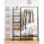 Coat rack - 5 levels - With shoe rack - 6 hooks - Clothing rod - Industrial Design - 45 x 120 x 160 cm