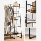 Coat rack - 5 levels - With shoe rack - 6 hooks - Clothing rod - Industrial Design - 45 x 120 x 160 cm