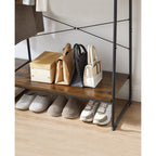 Coat rack - 5 levels - With shoe rack - 6 hooks - Clothing rod - Industrial Design - 45 x 120 x 160 cm
