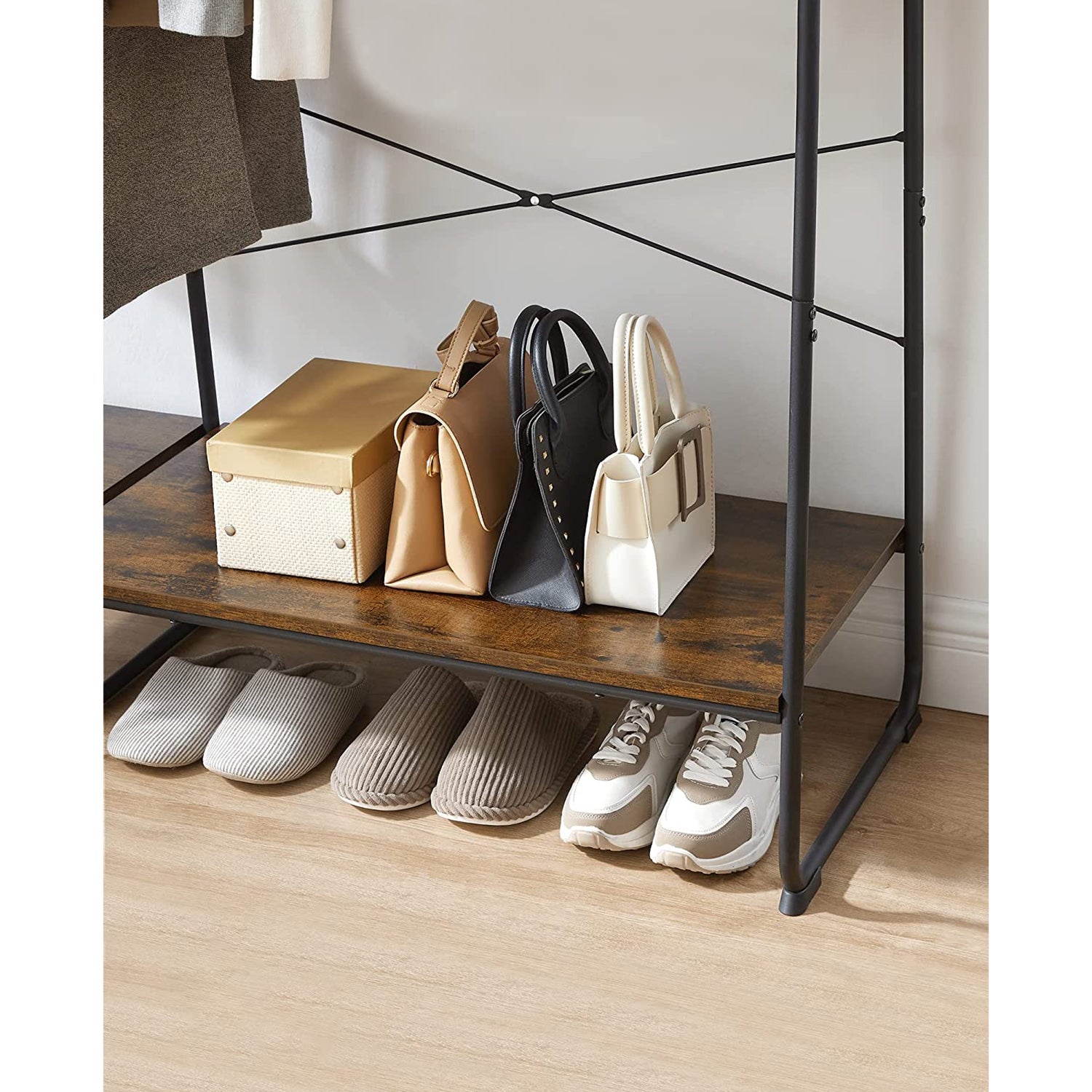 Coat rack - 5 levels - With shoe rack - 6 hooks - Clothing rod - Industrial Design - 45 x 120 x 160 cm