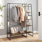Coat rack - 5 levels - With shoe rack - 6 hooks - Clothing rod - Industrial Design - 45 x 120 x 160 cm