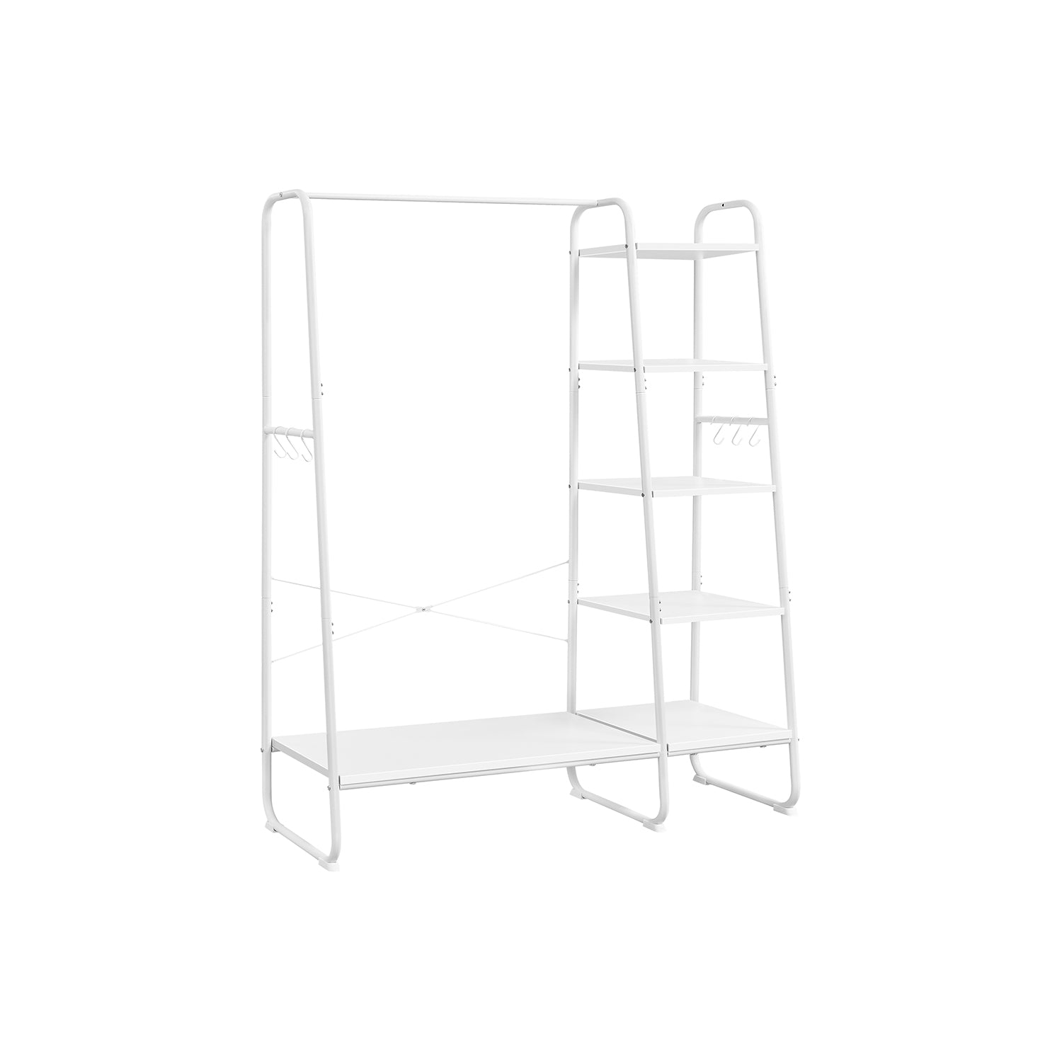 Coat rack - 5 levels - With shoe rack - 6 hooks - Clothing rod - Industrial Design - 45 x 120 x 160 cm