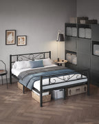 Bed 140 × 200 cm - made of ink -black metal