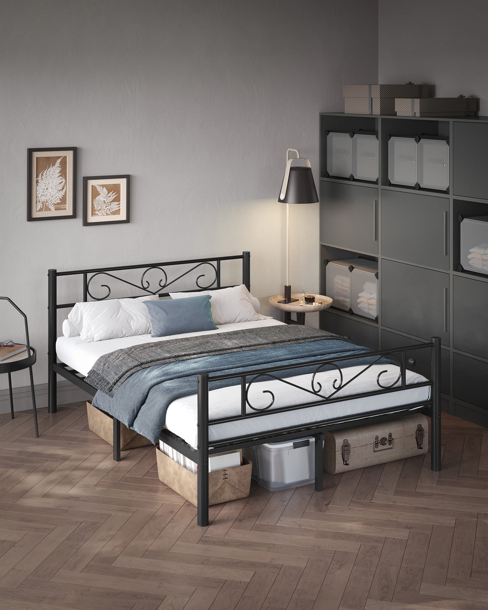 Bed 140 × 200 cm - made of ink -black metal