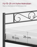 Bed 140 × 200 cm - made of ink -black metal