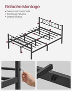 Bed 140 × 200 cm - made of ink -black metal