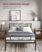 Bed 140 × 200 cm - made of ink -black metal