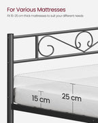 Single bed frame of black metal