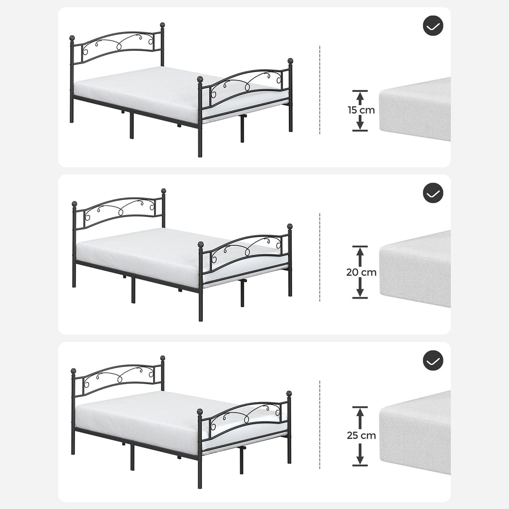 Double bed - Metal bed frame - 140 x 200 cm - Black