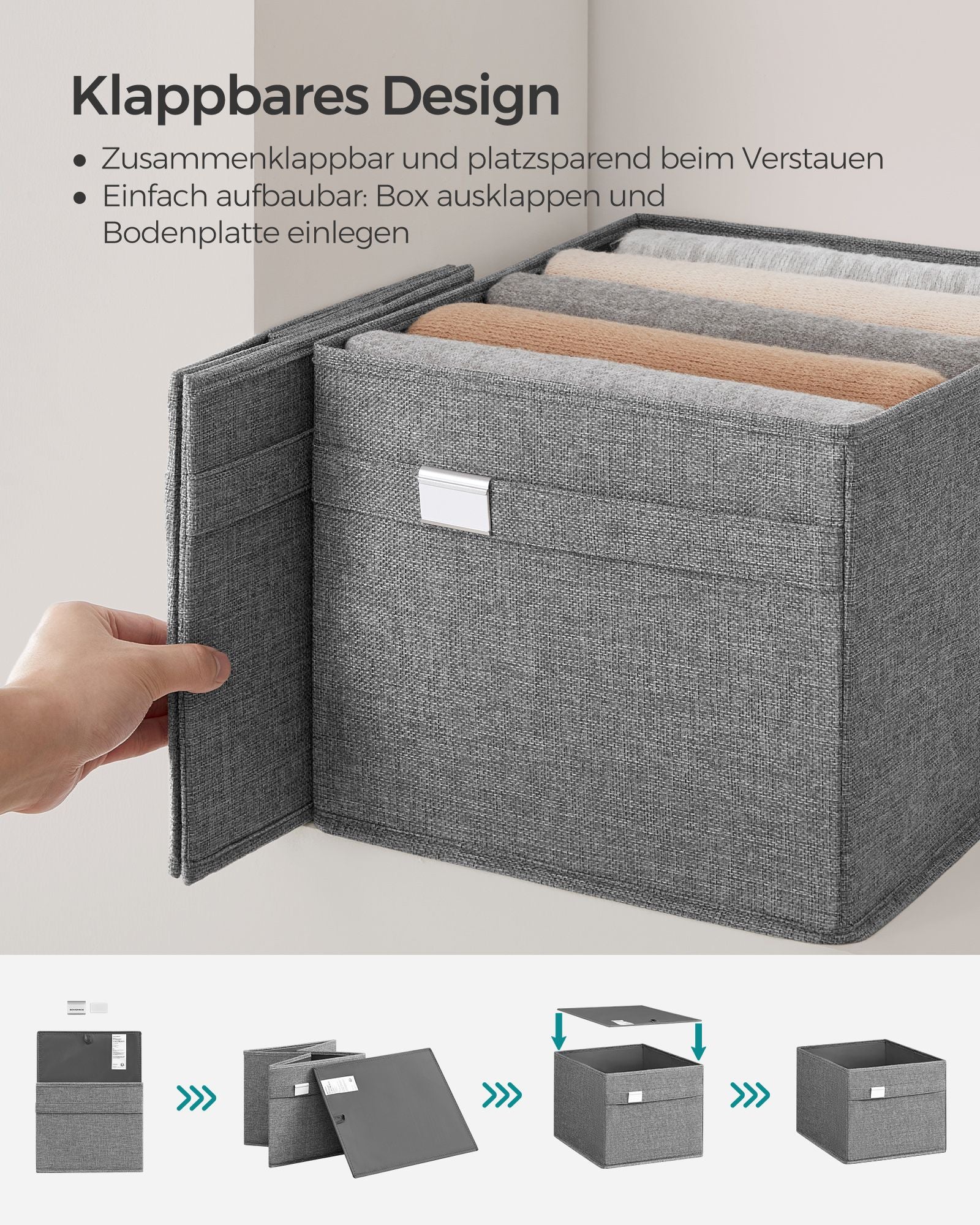 Storage boxes - Set of 2 - with handles - Pigeon gray