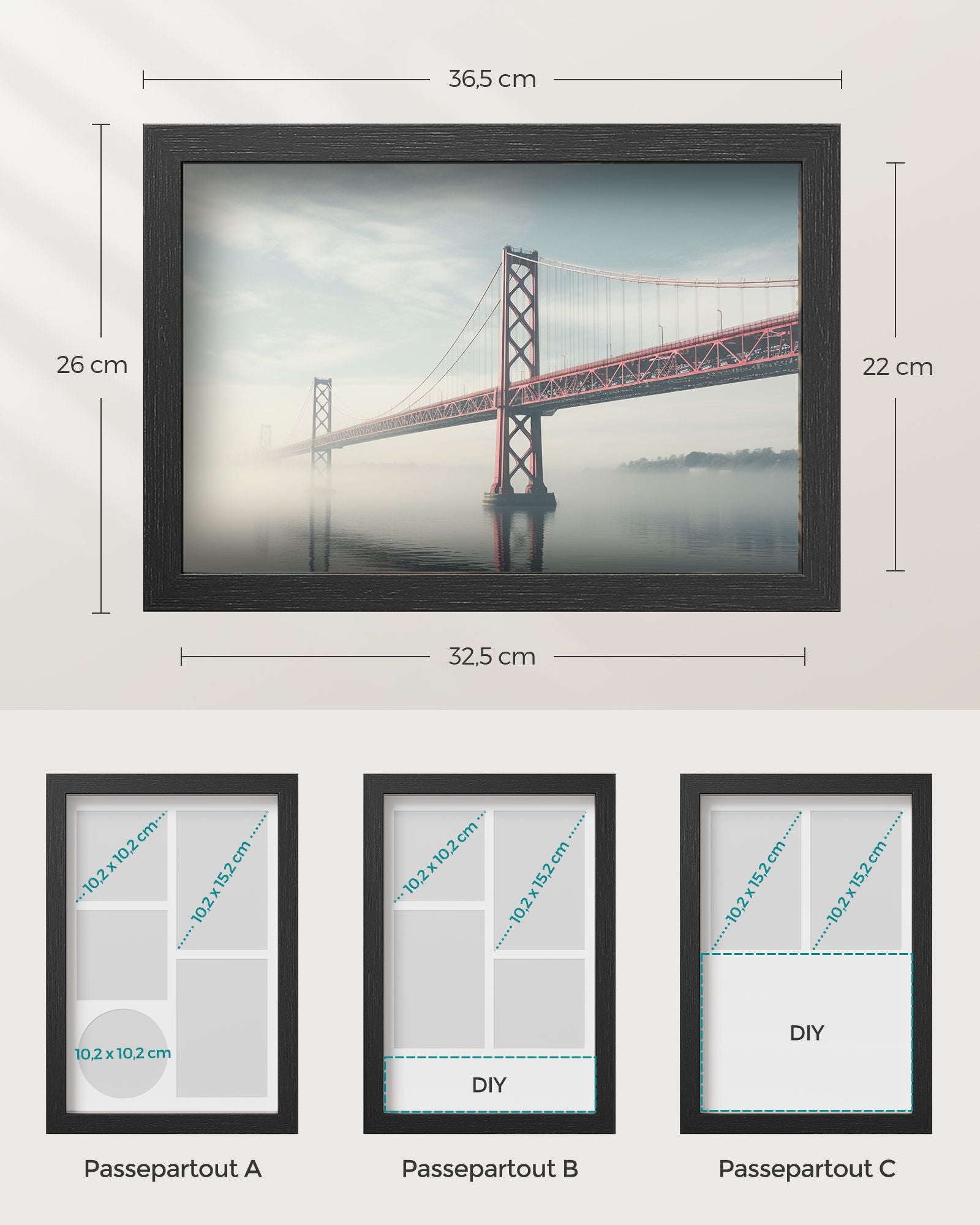 Photo frame A4 with wall hooks - Aszwart