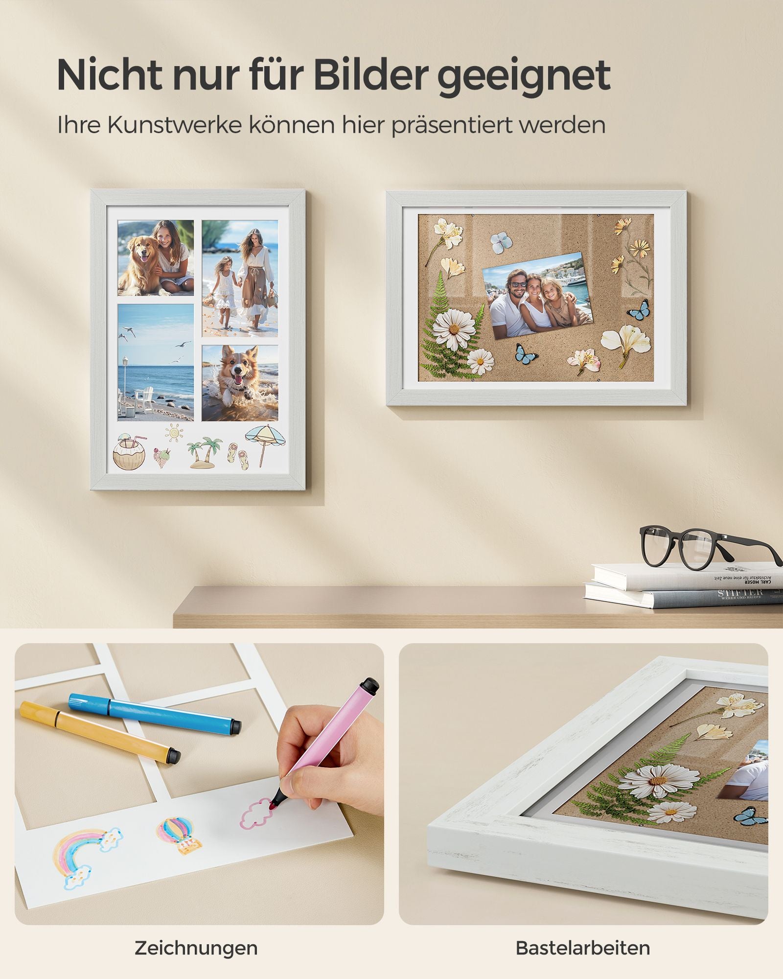 Photo frame - A4 - For several photos - Vintage White