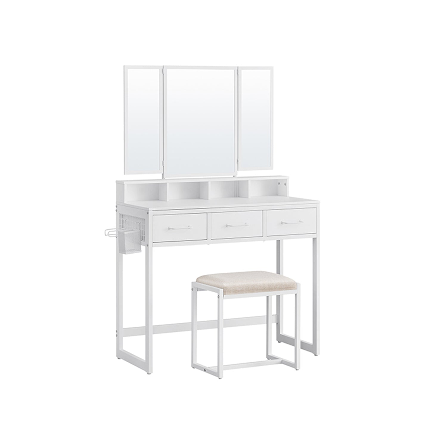 Make -up table - dressing table - Cosmetic table - 3 drawers - With mirror and stool - Brown Black