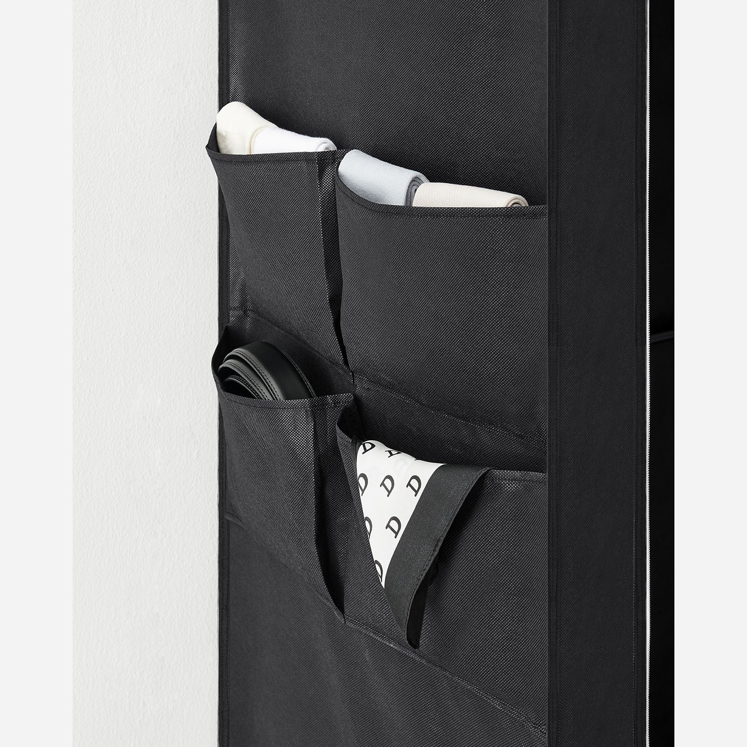 Linen cupboard - Fabric wardrobe - 45 x 170 x 167 cm - With shelves - Black